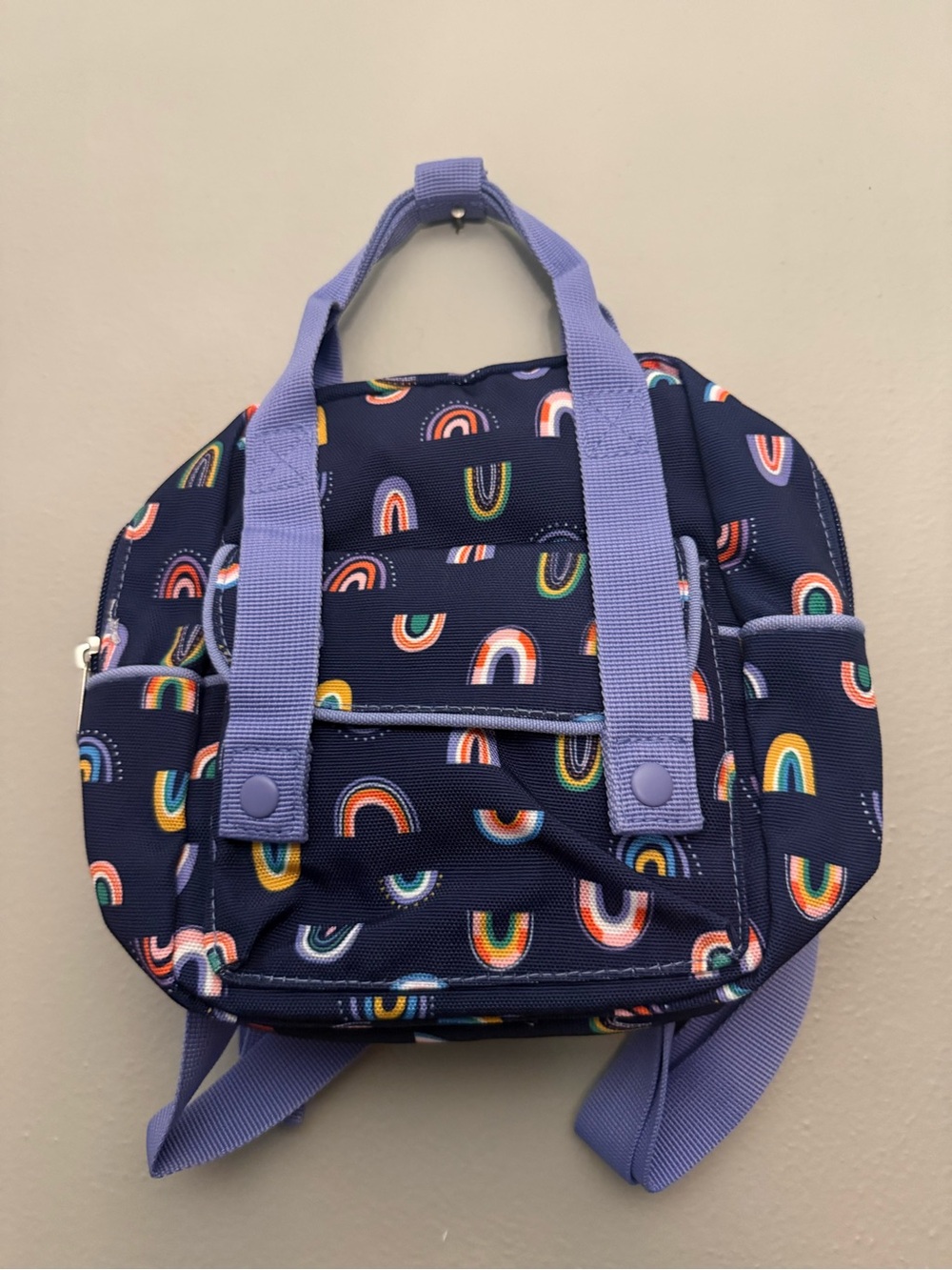 Cat & Jack Kids Backpack with Lavender Straps and Rainbow Print
